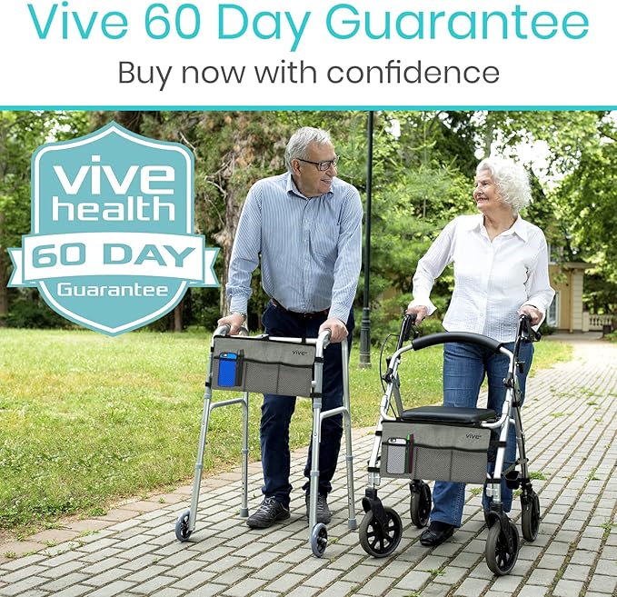 Vive Walker Bag - Accessories Wheelchair Basket Pouch (Water Resistant) - Seniors Caddy Accessory Attachment for Folding, Rolling Walkers - Carry Storage Carrier Tote - Lightweight, Universal Size