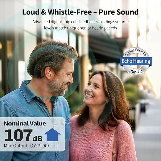 OTC Rechargeable Digital Hearing Aids for Seniors Adults | In-Ear Discreet Design, No Bluetooth Needed, Automatic Noise Cancellation, 6 Volume Levels, 4 Scene Modes, 60H Long Battery