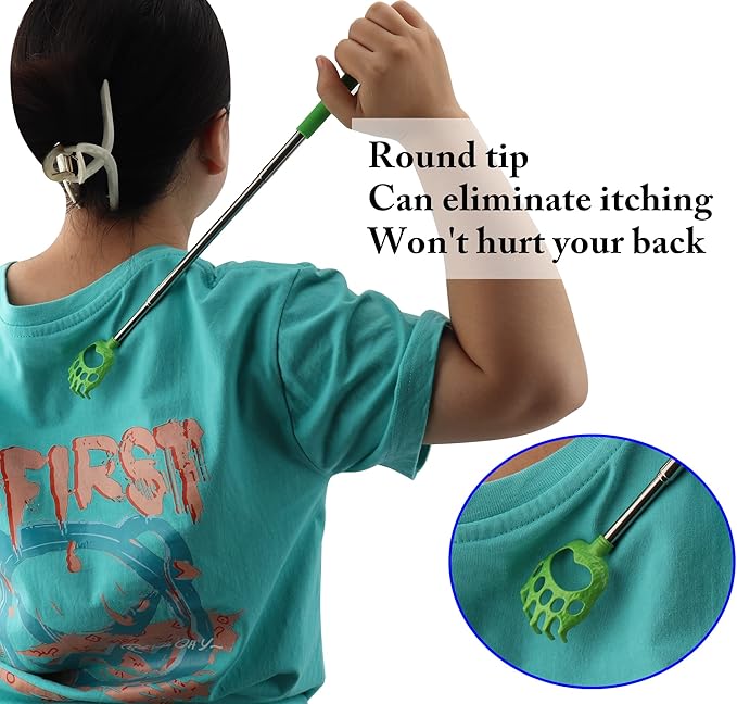 zdyCGTime (4Pack Bear Claw Back Scraper,Portable Retractable Back Scraper,Metal Retractable Back Scraper,Back Scraper with Rubber Handle can Eliminate Back Itching.(Black,Red,Yellow,Green) 4Pack