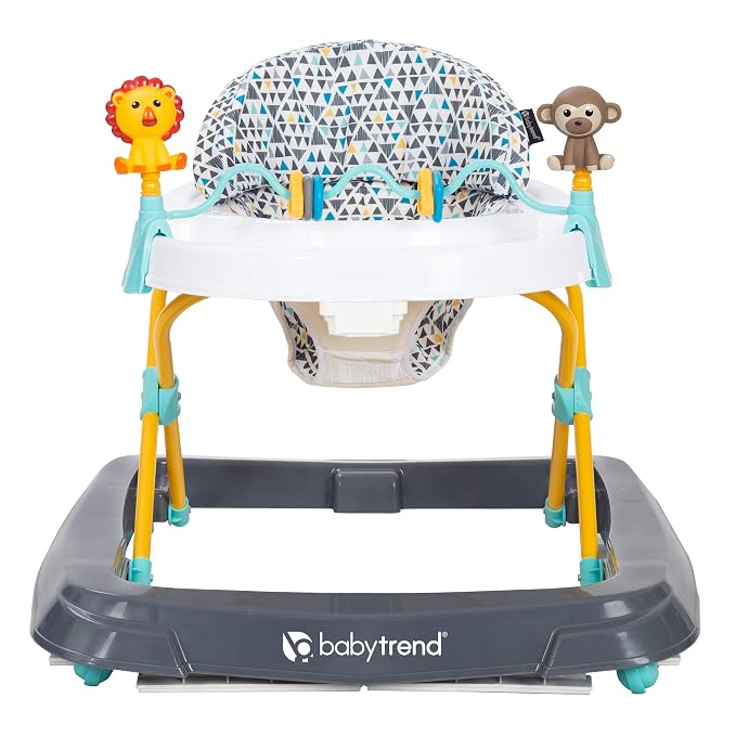 Smart Steps Trend Activity Walker with Removeable Toy Bar, Multi-Directional Front Wheels, Tray, Adjustable Height and Flat Fold Frame for Storage, Ages 6 Months +, Zoo-ometry Grey