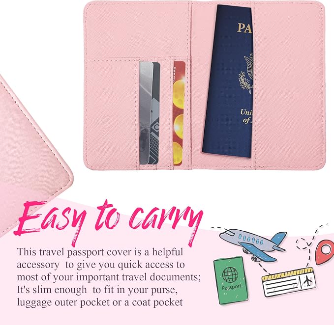2 Pcs Passport Cover Holder for Travel Waterproof Leather Passport Wallet Case Book Travel Cruise Essentials for Women Men | 2 Pieces