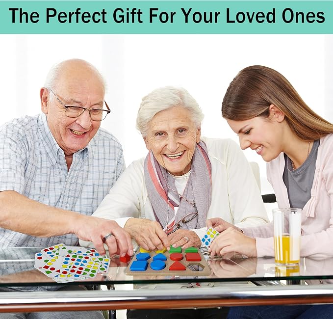 Dementia Products - Alzheimers Activities for Seniors Gifts for People with Dementia Easy Shapes Memory Activities for Elderly Geometric Cognitive Matching Puzzles