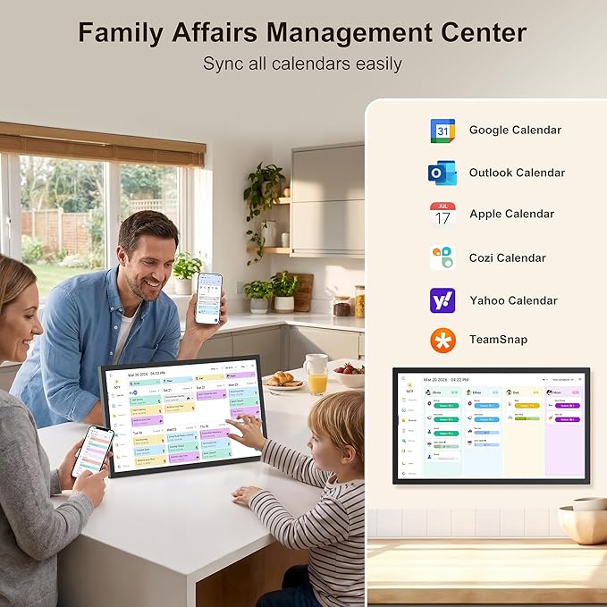 Digital Calendar – 27 Inch Electronic Wall Calendar & Chore Chart, Smart Family Organizer with Interactive Touchscreen Display, Wall Mount in Portrait or Landscape, Gifts for Women Men, Gifts for Mom Dad