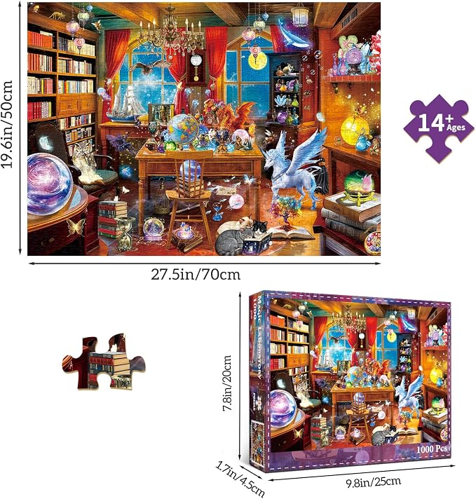 1000 Piece Puzzles for Adults,Magic Laboratory Jigsaw Puzzle 1000 Pieces for Adults Seniors,Challenging Family Games Holiday Party Gifts -1:1 Poster Interlock Perfectly Letter on Back