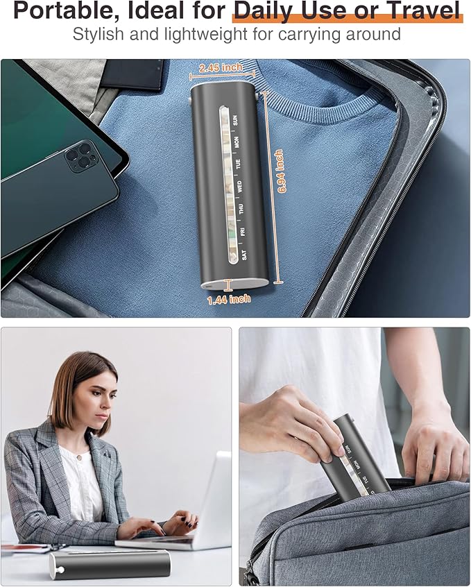 Zannaki Aluminum 7 Day Weekly Pill Organizer, Portable Travel Pill Case with Three Layer Seal, Large Capacity Cute Daily Pill Box, Pill Holder Container for Vitamins, Pills, Supplements and Medication