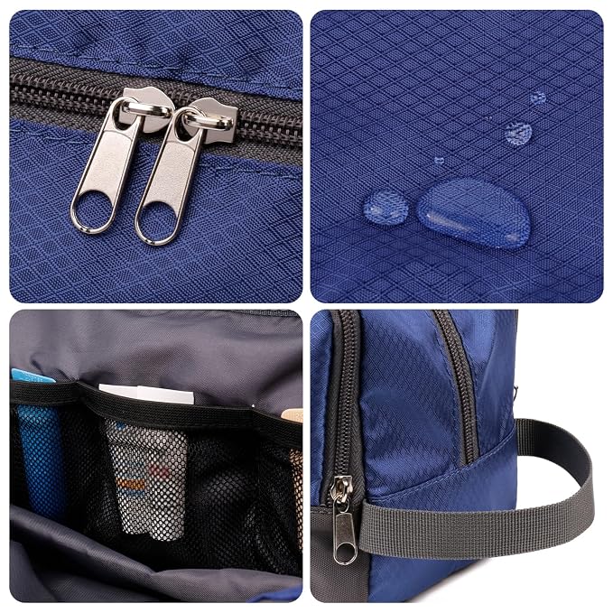 WANDF Travel Toiletry Bag for Men, Small Dopp Kit for Toiletries | Water-Resistant Fabric, Travel Bag for Toiletries, Compact Storage, Shaving Accessories, Weekend Trips