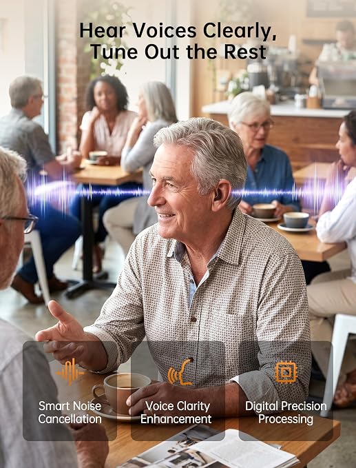 OTC Hearing Aids for Seniors, 2026 Rechargeable Amplifier with Noise Cancelling for Adults, Lightweight Beginner-Friendly Hearing Aids(White)