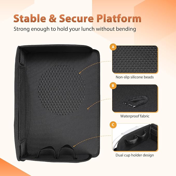 Tray for Walkers for Seniors with Cup Holder - Walker Accessories 【w/Pockets, Cup Holder & Non Slip Mat for Food】Mobility Trays Fits Most Standard Folding Walkers, Removable & Easy Assembly