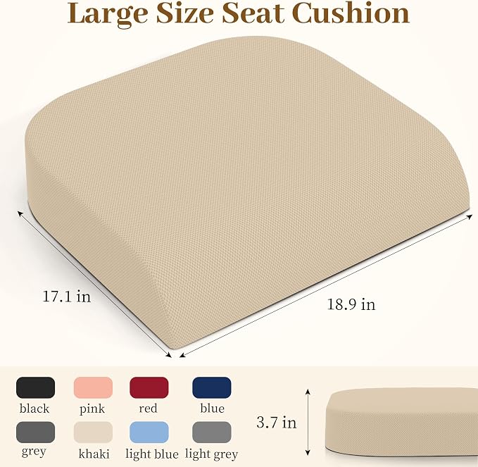 TranquilRelax 2XL Memory Foam Seat Cushion for Office Chair, 3.7-Inch, Khaki