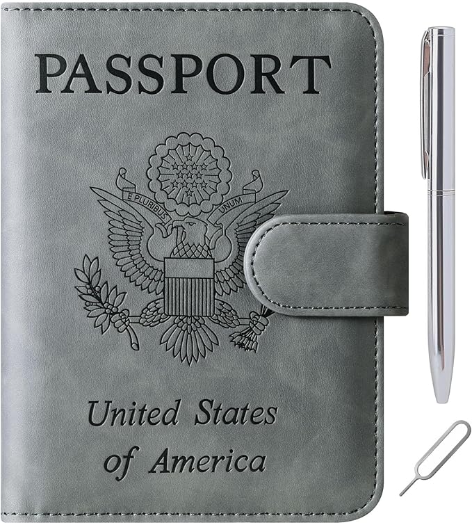 LOHASLIFE Passport Holder for Travel Essentials, Passport Cover Wallet | Leather Rfid Blocking Card Case, Travel Accessories, Vacation Luggage Must Haves, for Men Women