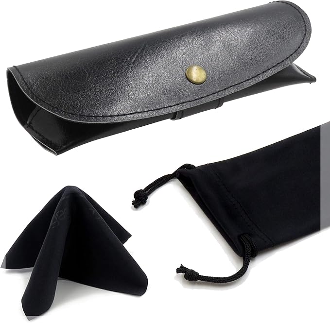 MyEyeglassCase Men Small Glasses case - Eyeglasses Hard Shell Holder Pouch & Cloth-Reading Slim & Narrow Case Heavy Duty