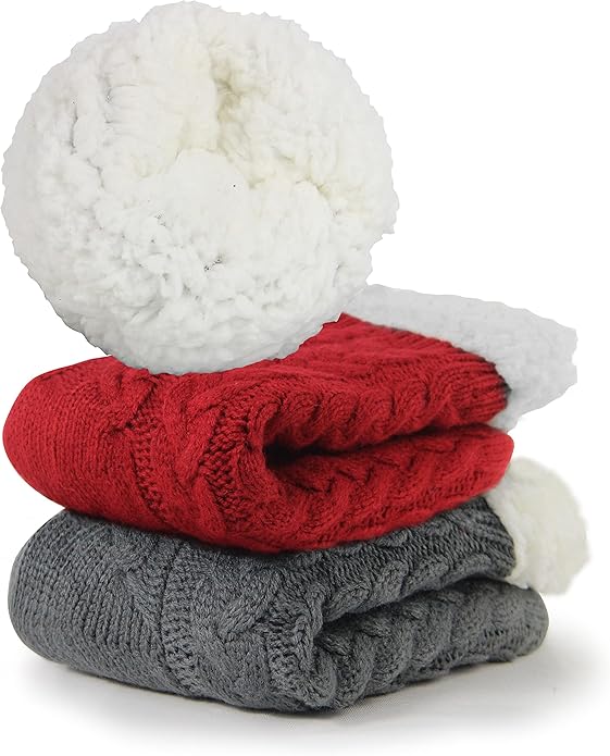 Slipper Socks for Women with Gripper - Winter Non Slip Thick Fuzzy Socks - Warm Cozy Christmas Gift
