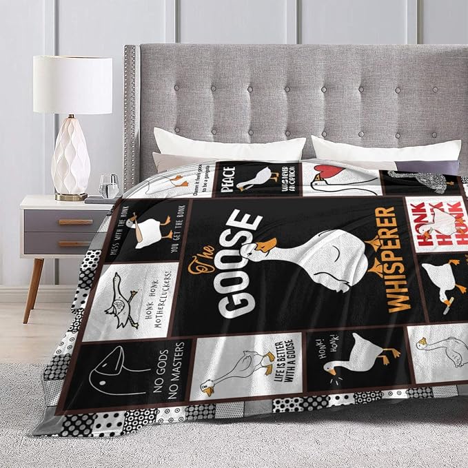 Funny Goose Blanket Soft Cozy Cute Goose Plush Throw Blanket Warm Lightweight Flannel Fuzzy Fleece Goose Stuff Animal Decor Blanket Gifts for Lovers Girls Boys Kids Adults Women Bed Travel 60"x80"