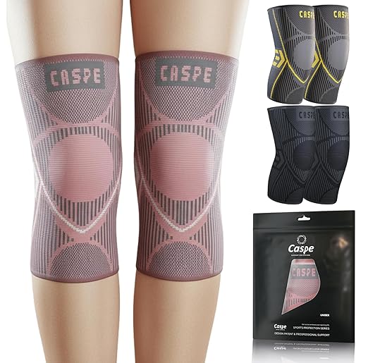 Caspe 2 Pack Knee Compression Sleeve – Knee Brace for Women & Men, Support for Running, Gym, Sports, Mild Arthritis, Pain Relief, Training, Daily Use, Workout (Pink, Large)