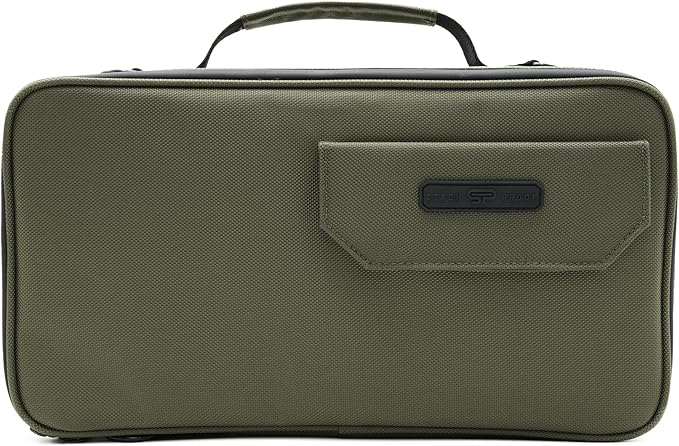 Large Storage Case with TSA Combination Lock Bag, Portable Carbon Lined, XL Medicine Lockable Box for Travel & Home Secured Box Organizer Divider Jars Accessories, Removable Tray (Green)