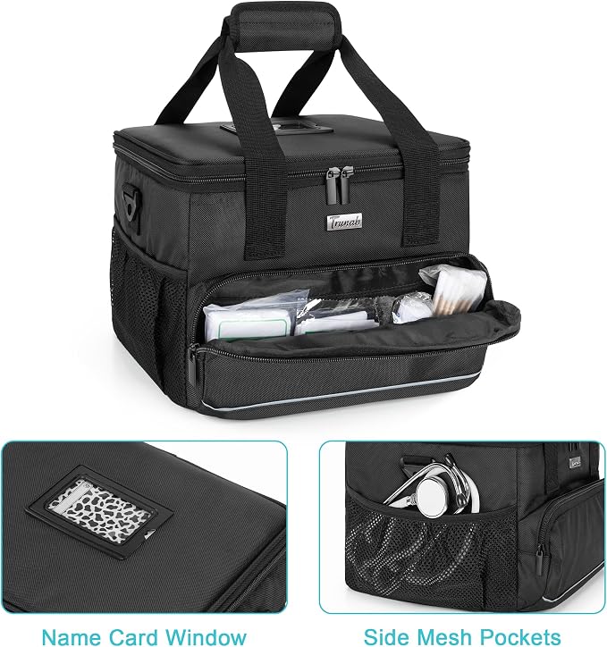 Trunab Insulated Medical Bag with Dividers, Medicine Pouch, Black | Empty Bag for Custom Setup, Ideal for Home, Travel and Camping
