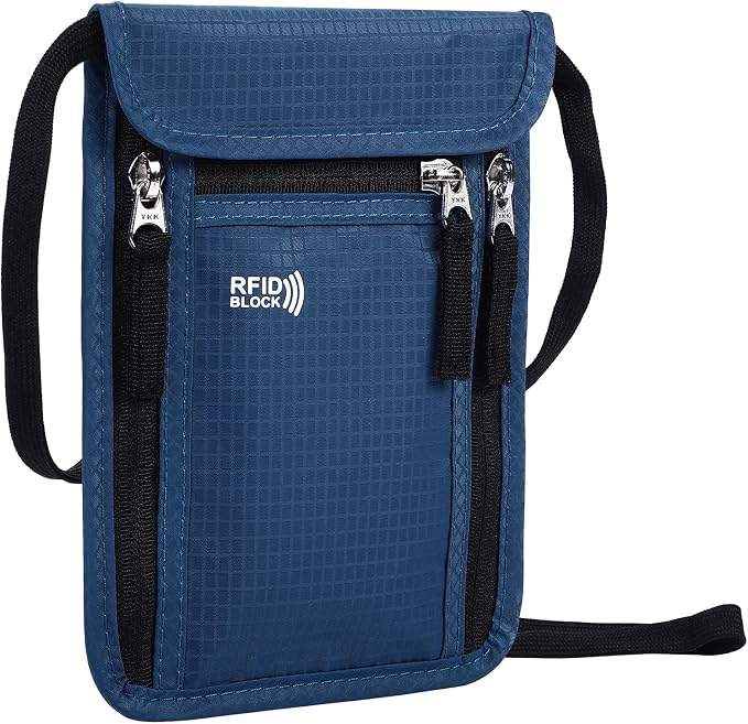 Travel Pouch Neck Wallet Family Passport Holder Organizer Case with RFID Blocking | Family Passport Holder
