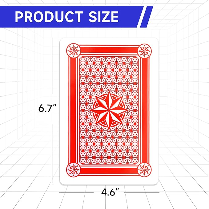 GSE Jumbo Playing Cards, Large Oversized Playing Cards, Huge Poker | Large Print Cards Deck, Easy Read For Adults & Seniors, Magic Party, Casino Party Decorations