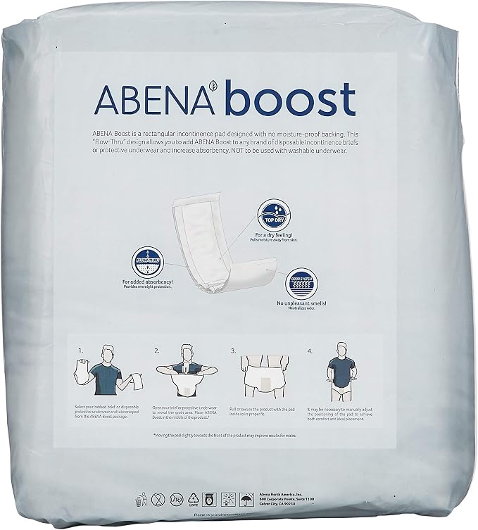 Abena BOOST Fluff Incontinence Pads - No Barrier/Flow-Through, (Sizes Normal To Extra Large) Extra Large, 120 Count | Polymer