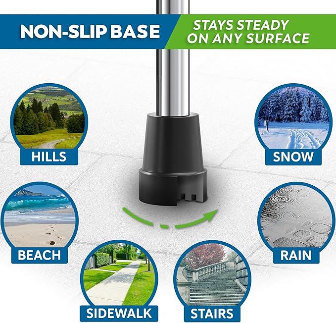 HoneyBull Walking Cane | Single Tip Canes for Men & Women, Foldable, Adjustable, Heavy Duty Up to 250 Pounds, Walking Canes for Seniors