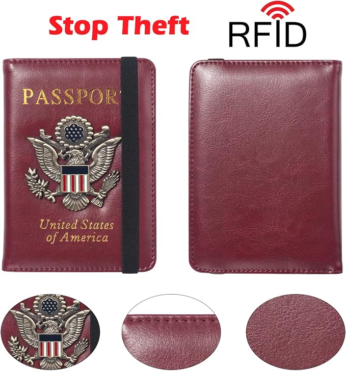 Premium Passport Holder for Travel RFID Blocking Passport Cover Slim | Passport Cover for Women Men Leather US Passport Wallet Case for Travel Passport Book Cover Travel Document Organizer Carrier