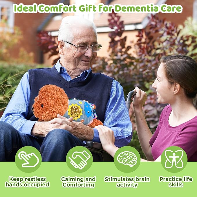 Fidget Blanket for Adults with Dementia, Fidget Sensory Dog Blanket for Seniors, Activities for Alzheimer's Sensory Blanket, Comfort Gift for Dementia Patients and Anxiety Relief