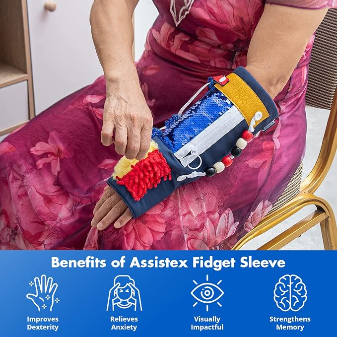 Assistex Fidget Sleeve for Adults with Dementia - Calming Activities and Memory Games for Seniors- Sensory Mat - Aids Products for Elderly Patients - Alzheimers busy board