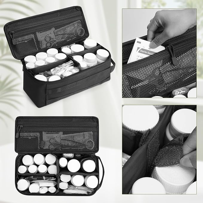Travel Medicine Bag,Medication Pill Bottle Organizer Empty Case | Medicine Bag For Traveling,Hold Large Pill Bottles,Empty First Aid Bag