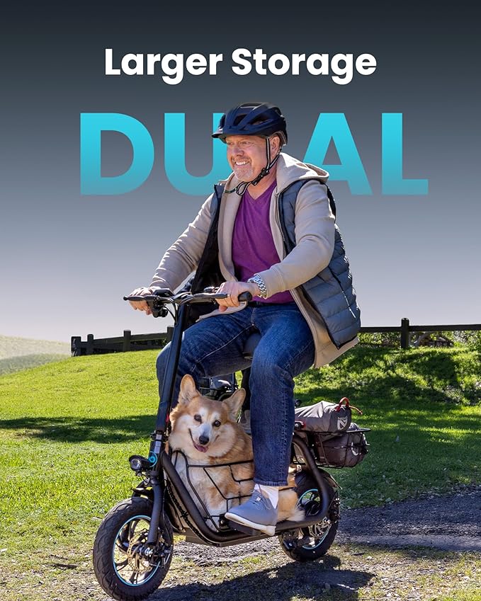 Gyroshoes Electric Scooter with Seat for Adults & Teens, 550W Powerful Motor, 20-Mile Range, Speed up to 18.6MPH, Ample Storage for Pets & Cargo, Electrically-Powered Motor Scooters