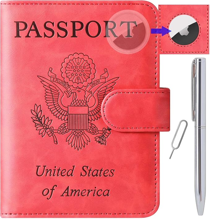 LOHASLIFE Airtag Passport Holder for Travel Essentials, Passport Cover | Wallet, Leather Rfid Blocking Card Case, Travel Accessories, Vacation Luggage Must Haves