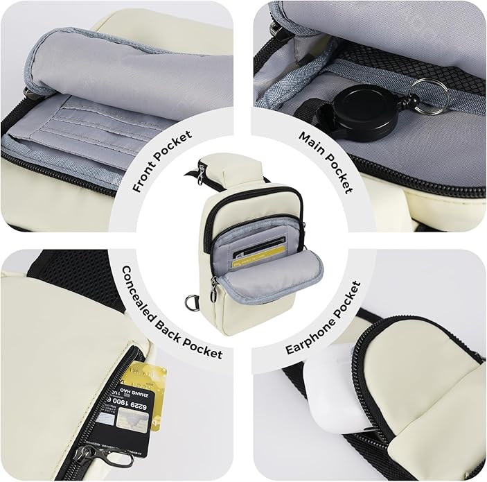 Sling Bag, Crossbody Bag with Zipper Lock, RFID Blocking & Water Resistant for Men and Women