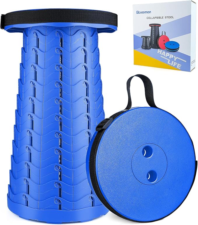 Upgraded Folding Stool Lightweight Yet More Sturdy with Load Capacity 400lbs Portable Collapsible Stool for Camping Fishing Hiking BBQ (All Blue)