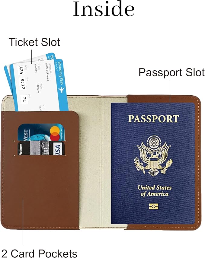 Passport Holder for Travel, RFID Blocking Waterproof PU Leather Travel Passport Cover Case Wallet