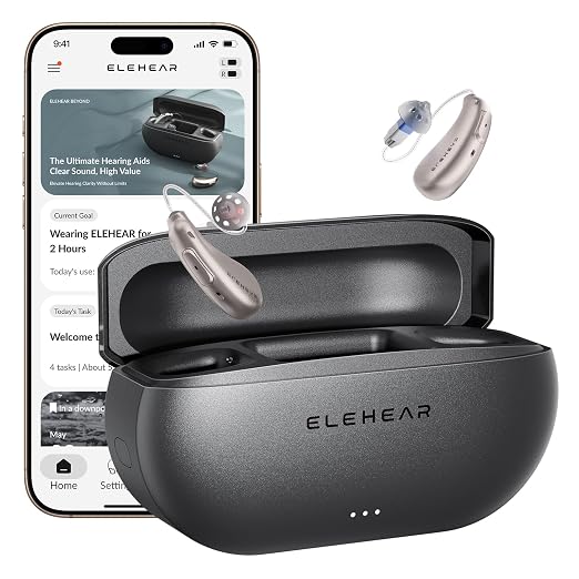 ELEHEAR Beyond Pro Rechargeable OTC Hearing Aids for Seniors, Soft Gold | VocClear 2.0 Technology, 30% Clearer Speech, Music Mode, Enhanced App Control, Advanced AI Noise Reduction, Bluetooth