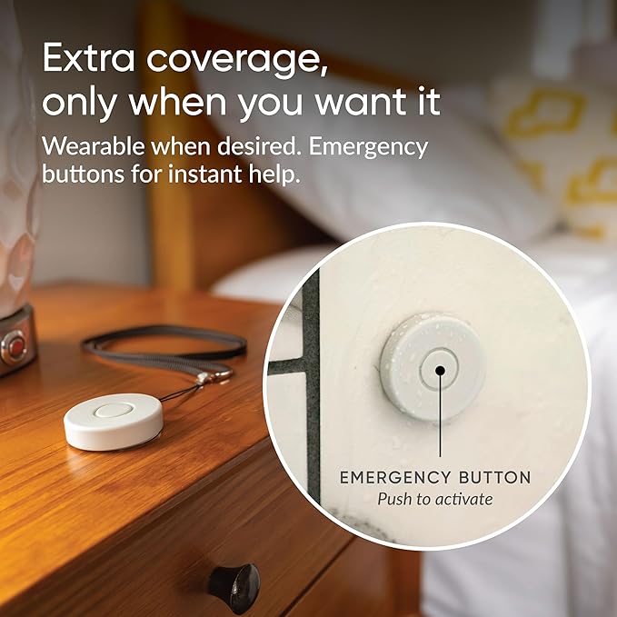 Medical Alert System, Fall Detection for Seniors, WiFi in Home Monitoring Safety System, Emergency Call Button, Custom Fall Alert, Virtual Caregiver, 30-Day Trial Monthly Subscription