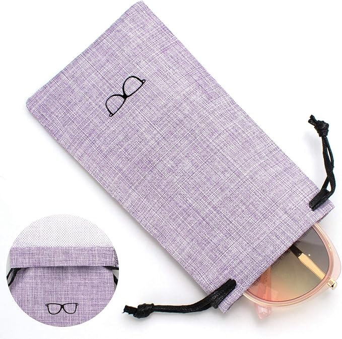 Vemiss Hard Shell Sunglasses Case, Large Linen Fabric Protective Glasses Case for Men Women