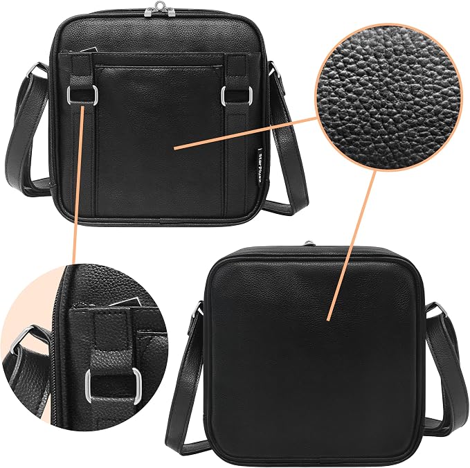 Medium 2-in-1 Pill Bottle Organizer, Crossbody Purse | Prescription bottle organizer with shoulder strap holds 8 pill bottles plus phone, wallet, keys, Black