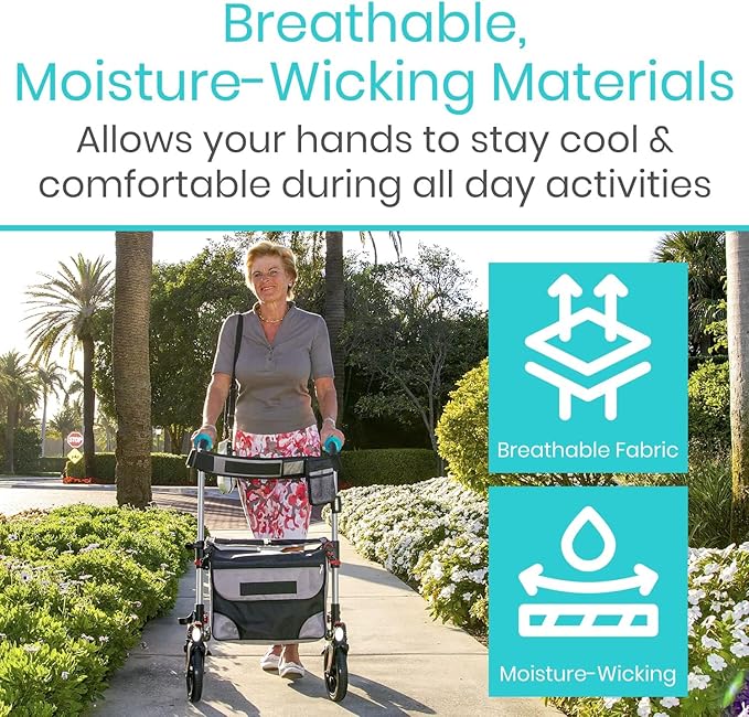 Vive Walker Handle Cushions - Padded Hand Covers - Soft Cushion Padding Medical for Folding Rolling Wheelchair, Rollator Handle, Senior, Elderly Grippers - Crutch Handle Pad Grips - Mobility Aid