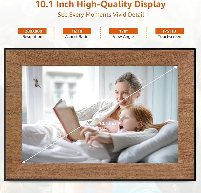 Digital Picture Frame, 10.1 Inch WiFi frameo Digital Photo Frame | Touch Screen,Easy to use Digital Frame,Auto Rotating Pohto/Video by Electronic Picture Frame,Best Gift for mon women marher