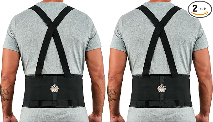 Ergodyne ProFlex 1650 Back Support Belt, 7.5" Elastic, Adjustable, Removeable Straps (Pack of 2)