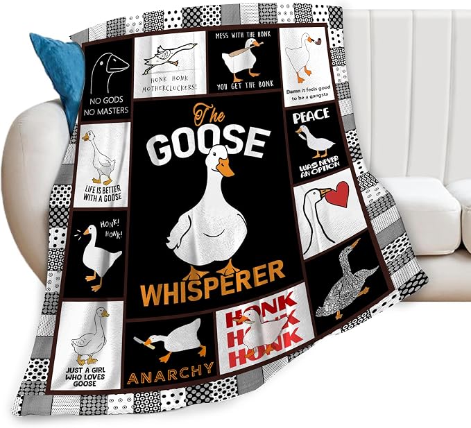 Funny Goose Blanket Soft Cozy Cute Goose Plush Throw Blanket Warm Lightweight Flannel Fuzzy Fleece Goose Stuff Animal Decor Blanket Gifts for Lovers Girls Boys Kids Adults Women Bed Travel 60"x80"
