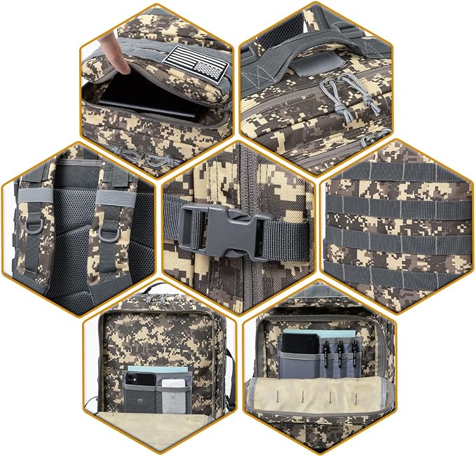 QT&QY 45L Military Tactical Backpacks Molle Army Assault Pack 3 Day Bug Out Bag Hiking Treeking Rucksack…