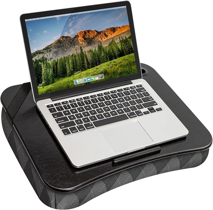 LAPGEAR Designer Lap Desk – Gray Argyle, 2-Pack with Storage Basket