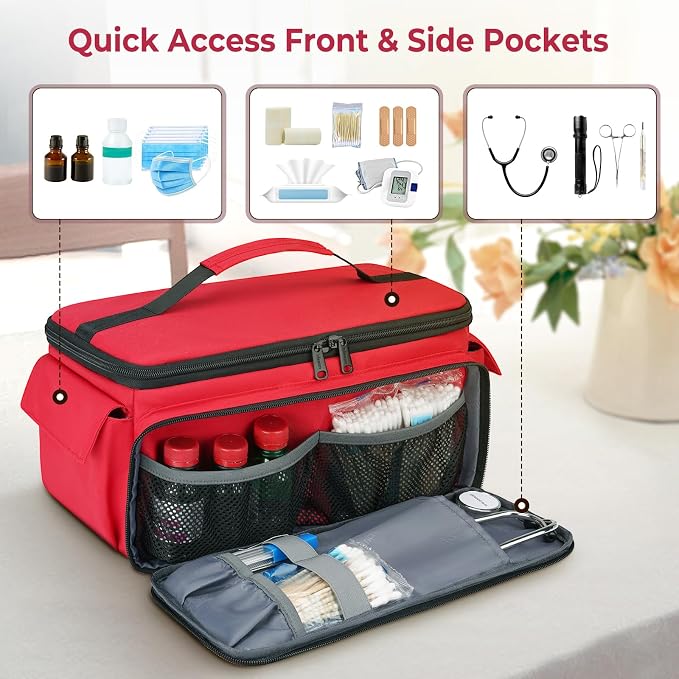 Mancro First Aid Bags Empty, Medical Travel Bag with Multi Pockets | Pill Bottle Organizer for Travel, Home Storage, Trauma Bag for EMT, Doctor, Emergency Bag for Medicine, Medical Supplies