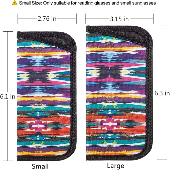 TRIUMPH VISION 3 Pack Reading Glasses Pouch Soft Case Eyeglass Sleeve Slim | Alternative to Bulky Case in bag, Lightweight Lined Padded Protect Optical lens Slip in, Cute Pattern Portable for Daily Use