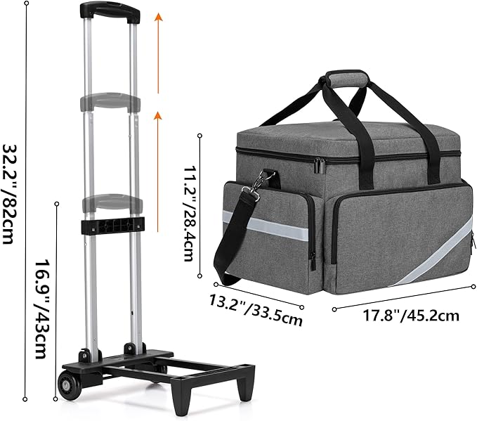 Trunab Rolling Medical Bag with Detachable Trolley, Nurse Responder Case | 15.6" laptop sleeve, Removable Dividers, Empty Bag for EMT/EMS/Doctors/Nurses