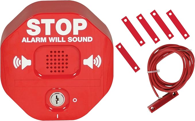 Safety Technology International, Inc. STI-6402 105 dB Exit Stopper® Multifunction Door Alarm for Double Doors with on/Off Switch and 9 Volt Battery, red