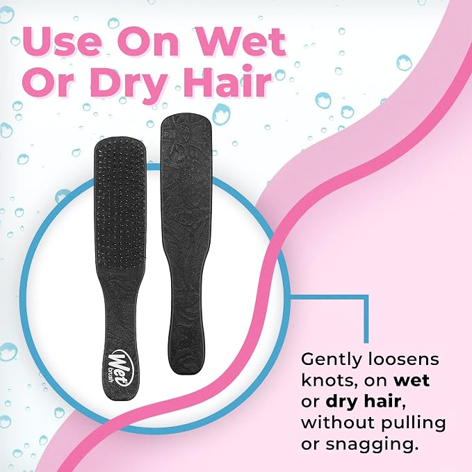 Wet Brush Detangling Hair Brush for Men, Black, Stimulates Scalp & Beard for Fuller Stronger Hair, Intelliflex Detangler Help Bristles Promote Growth & Protect from Breakage, Pain-Free (Pack of 2)