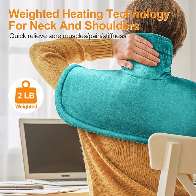 Heating Pad for Neck and Shoulders and Back, Christmas Gifts for Women Gifts for Mom Wife Men Dad, Mom Gifts for Christmas, Weighted Neck Heating Pads, 6 Heat Settings 4 Auto-Off,17"x23" Blue