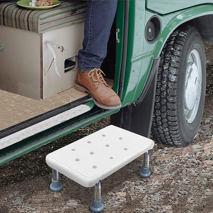 Aliseniors Step Stool for Adults with Non-Skid Platform and Rubber Feet, No Assembly 1 - Step Foot Stool for Kitchen, Toilet and high Bed, Holds up to 330 lbs